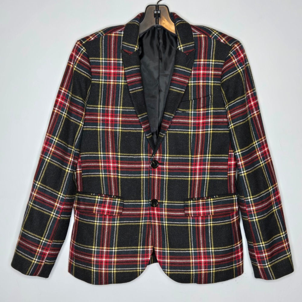 J.Crew Crewcuts Ludlow Boys Plaid Wool Blazer Suit Jacket Size 12 Tartan Holiday